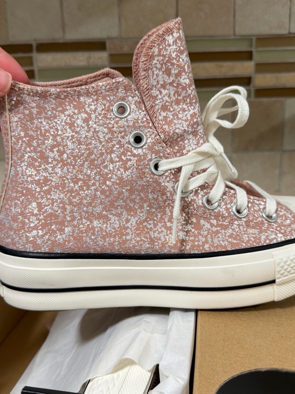 Converse chuck Taylor High Top Sneakers in Dusty Rose Speckle - Picture 3 of 5
